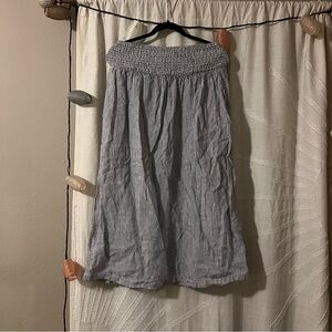 Tahari Striped Linen Midi Skirt